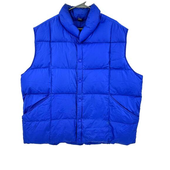 Lands End Size XXL Puffer Vest Blue Quilted Down Insulated Full Zip Outerwear - Picture 1 of 8